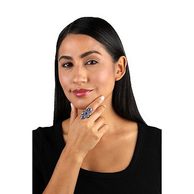 Southwest Spirit® Sterling Silver Lapis 3-Stone North South Ring