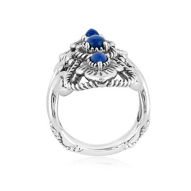 Southwest Spirit® Sterling Silver Lapis 3-Stone North South Ring