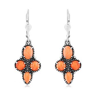 Southwest Spirit® Sterling Silver Spiny Oyster Cluster Leverback Earrings