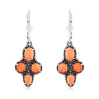 Southwest Spirit® Sterling Silver Spiny Oyster Cluster Leverback Earrings