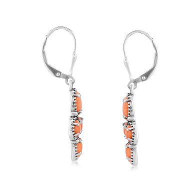 Southwest Spirit Sterling Silver Spiny Oyster Cluster Leverback Earrings