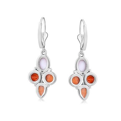 Southwest Spirit Sterling Silver Spiny Oyster Cluster Leverback Earrings