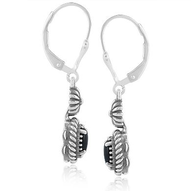 Southwest Spirit® Genuine Onyx Sterling Silver Lever Back Earrings