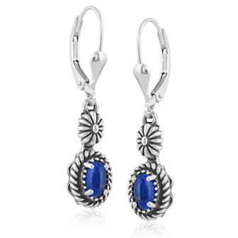 Southwest Spirit® Sterling Silver Lapis Lazuli Concha Drop Earrings