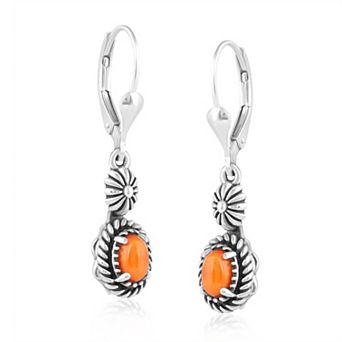 Southwest Spirit® Sterling Silver Spiny Oyster Concha Drop Earrings