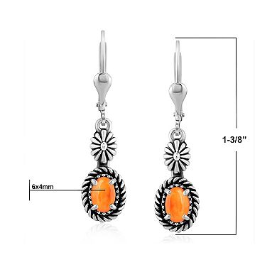 Southwest Spirit Sterling Silver Spiny Oyster Concha Drop Earrings