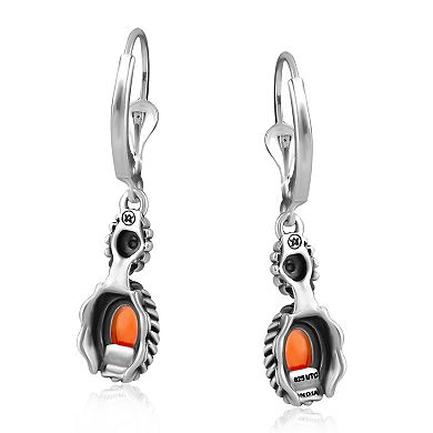 Southwest Spirit Sterling Silver Spiny Oyster Concha Drop Earrings