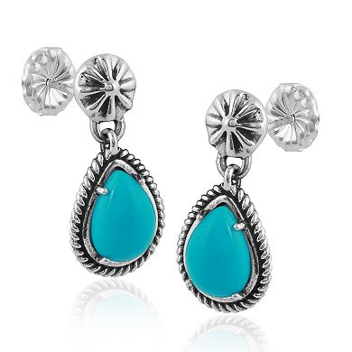 Southwest Spirit Sterling Silver Turquoise Post Teardrop Earrings