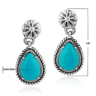 Southwest Spirit Sterling Silver Turquoise Post Teardrop Earrings