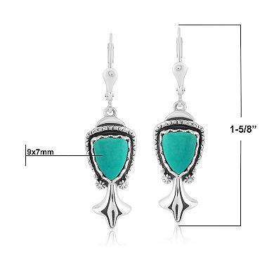 Southwest Spirit Sterling Silver Turquoise Drop Arrow Earrings