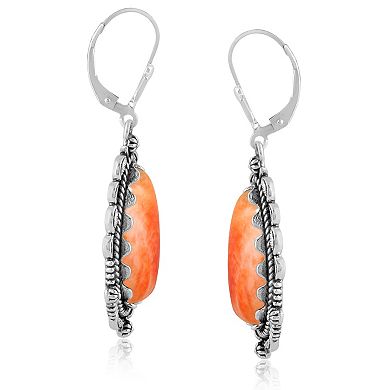 Southwest Spirit® Sterling Silver Pear-Shaped Spiny Oyster Drop & Dangle Earrings