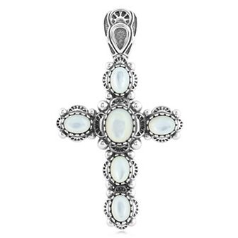 Southwest Spirit® Sterling Silver Mother of Pearl Cross Pendant