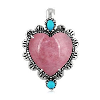 Southwest Spirit® Sterling Silver Rhodonite & Turquoise Heart Pendant