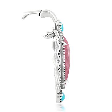 Southwest Spirit Sterling Silver Rhodonite & Turquoise Heart Pendant