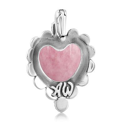 Southwest Spirit Sterling Silver Rhodonite & Turquoise Heart Pendant