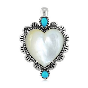 Southwest Spirit® Sterling Silver Mother of Pearl & Turquoise Heart Pendant