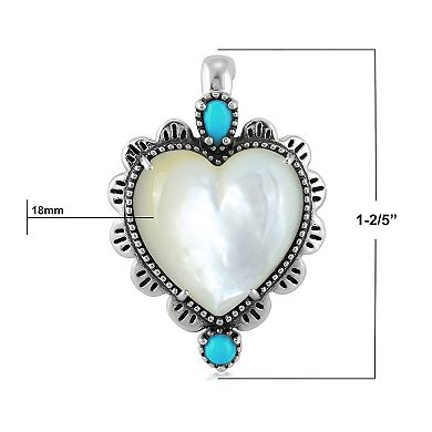 Southwest Spirit Sterling Silver Mother of Pearl & Turquoise Heart Pendant