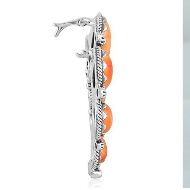 Southwest Spirit Sterling Silver Spiny Oyster Naja Pendant Necklace