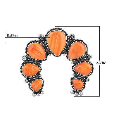 Southwest Spirit Sterling Silver Spiny Oyster Naja Pendant Necklace