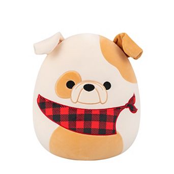 Squishmallows Brock Bulldog Plush Toy with Plaid Bandana