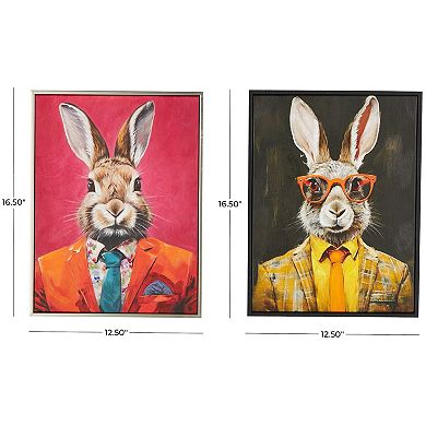 Stella & Eve Rabbit Portraits Framed Canvas Wall Art 2-Piece Set