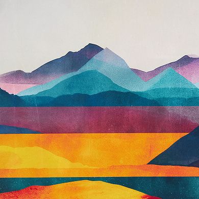 Stella & Eve Mountains and Lake View Framed Canvas Wall Art