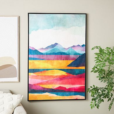 Stella & Eve Mountains and Lake View Framed Canvas Wall Art