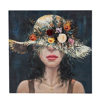 Stella & Eve 3D Flowers and Gold Jewels Canvas Wall Art