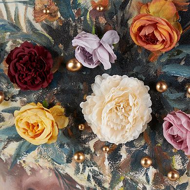 Stella & Eve 3D Flowers and Gold Jewels Canvas Wall Art