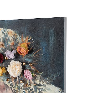 Stella & Eve 3D Flowers and Gold Jewels Canvas Wall Art