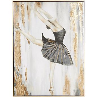 Stella & Eve Framed Ballet Canvas Wall Art with Foil Accents
