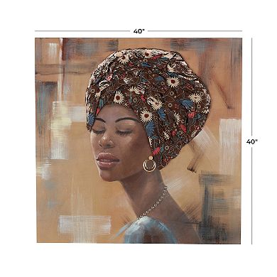 Stella & Eve 3D Fabric Headwear Canvas Decorative Wall Art with Gold Jewels