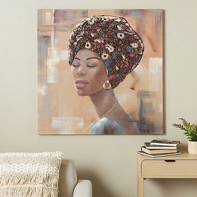 Stella & Eve 3D Fabric Headwear Canvas Decorative Wall Art with Gold Jewels