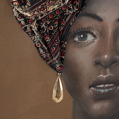 Stella & Eve 3D Fabric Women with Headwear & Gold Jewels Canvas Wall Art