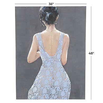 Stella & Eve Framed Wall Art with 3D Fabric Dress & Gold Jewels
