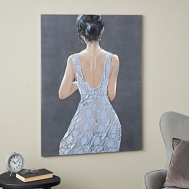 Stella & Eve Framed Wall Art with 3D Fabric Dress & Gold Jewels