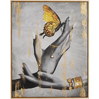 Stella & Eve Framed Wall Art with Jeweled Hands & Gold Foil Accents