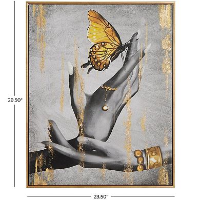 Stella & Eve Framed Wall Art with Jeweled Hands & Gold Foil Accents