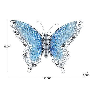 Stella & Eve Metal Cutout Butterfly Wall Decor with Scroll Details