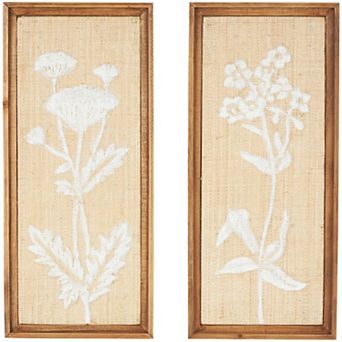 Stella & Eve Floral Design Wood Textured Wall Decor Set of 2