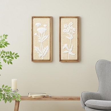 Stella & Eve Floral Design Wood Textured Wall Decor Set of 2