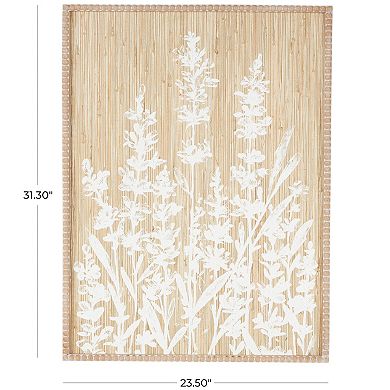 Stella & Eve Wood Textured Floral Design Wall Decor with Beaded Frame