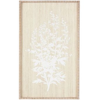 Stella & Eve Wood Textured Floral Design Wall Decor with Beaded Frame