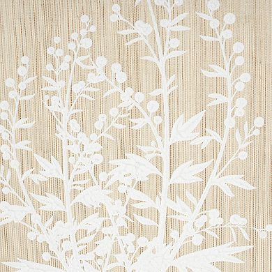 Stella & Eve Wood Textured Floral Design Wall Decor with Beaded Frame