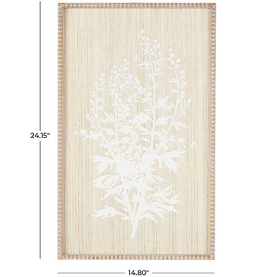Stella & Eve Wood Textured Floral Design Wall Decor with Beaded Frame