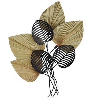 Stella & Eve Rattan Layered Leaf Wall Decor with Metal Cutout Accents