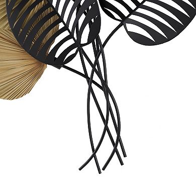 Stella & Eve Rattan Layered Leaf Wall Decor with Metal Cutout Accents