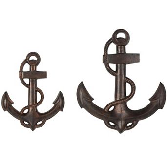 Stella & Eve 2 pc Metal Curved Rope & Anchor Wall Decor Set