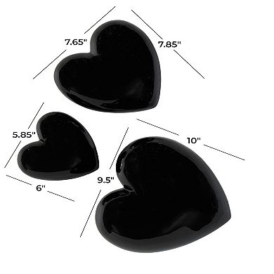 Stella & Eve Ceramic Slanted Heart Wall Decor Set of 3