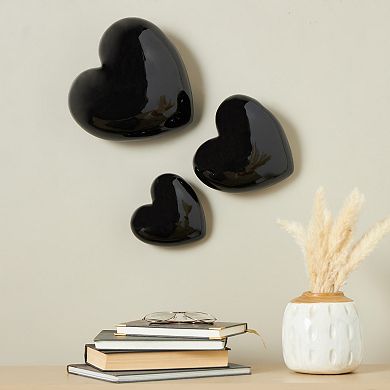 Stella & Eve Ceramic Slanted Heart Wall Decor Set of 3